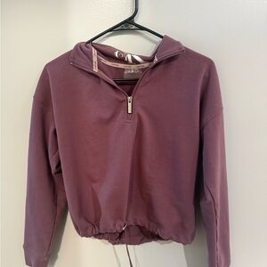 Purple Half-Zip Cropped Hoodie